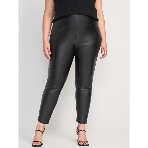 Old Navy High-Waist Faux Leather Ankle Zip Leggings - Picture 1 of 9